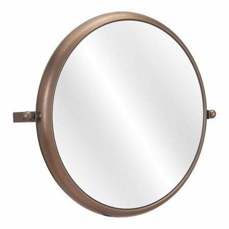 HOMEROOTS 20.3 x 24 x 5.3 in. Industrial Gold Round Mirror 391670